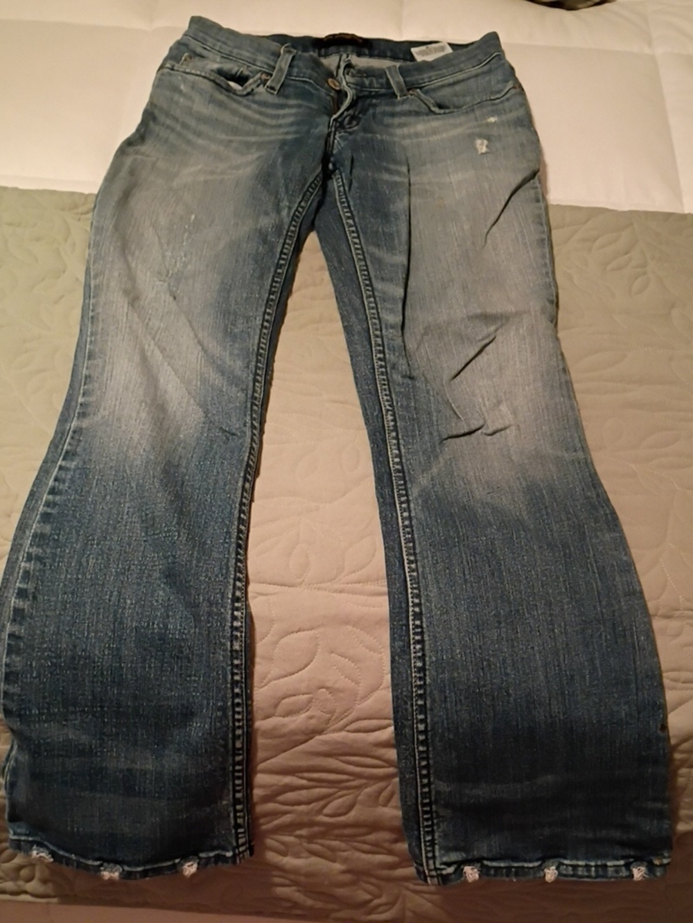 Women’s Faded Blue Wide Leg Jeans - Flared Hem